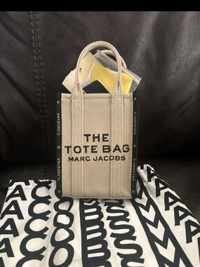 Marc Jacobs Beige Mini Tote Bag with Black Logo